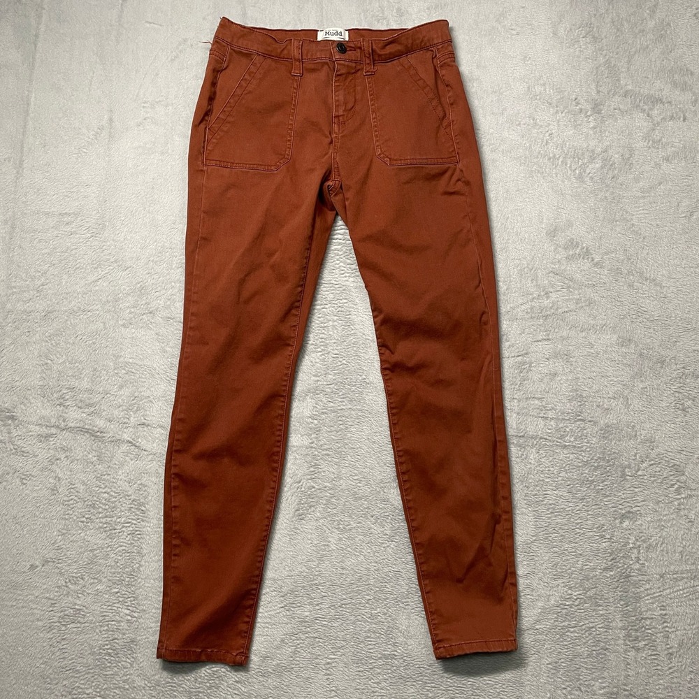 Mudd Skinny Fit Pants Women 7 Burnt Orange Rust Patch Pocket Stretch